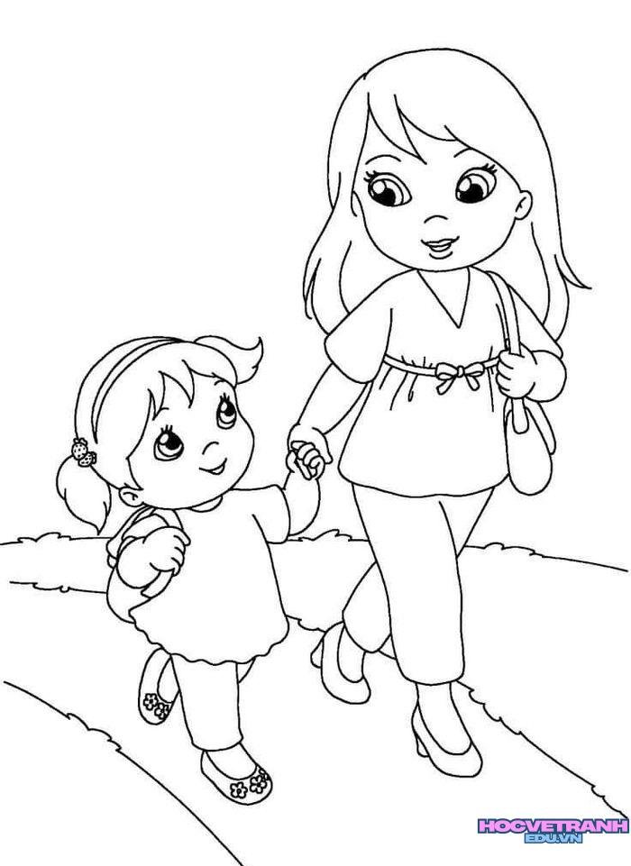 ảnh tranh tô màu cô giáo mầm non