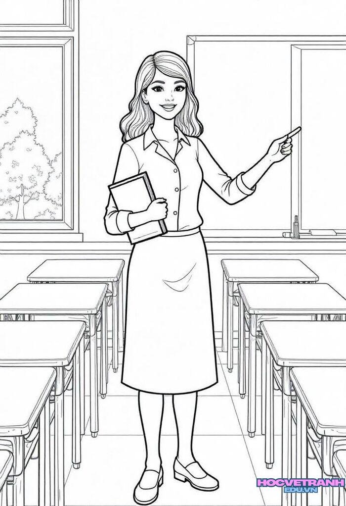 ảnh tranh tô màu cô giáo siêu hot