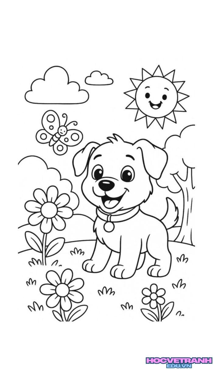 ảnh tranh tô màu con chó