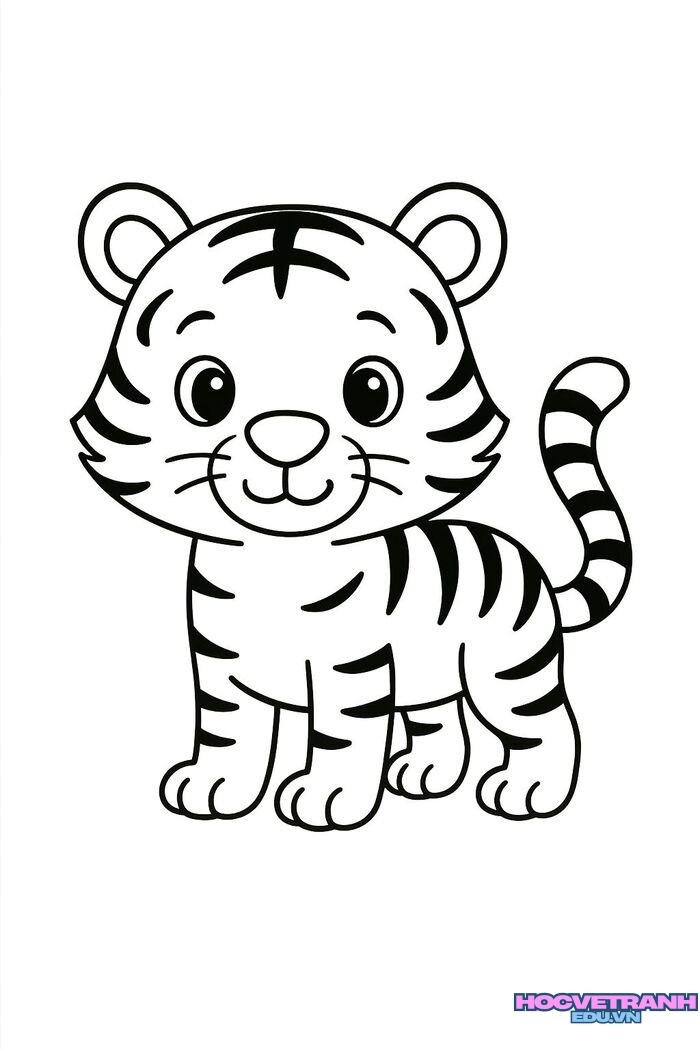 ảnh tranh tô màu con hổ cực dễ thương