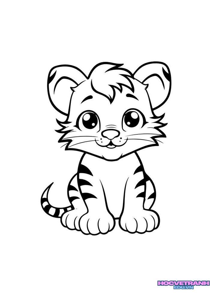 ảnh tranh tô màu con hổ cute nhất