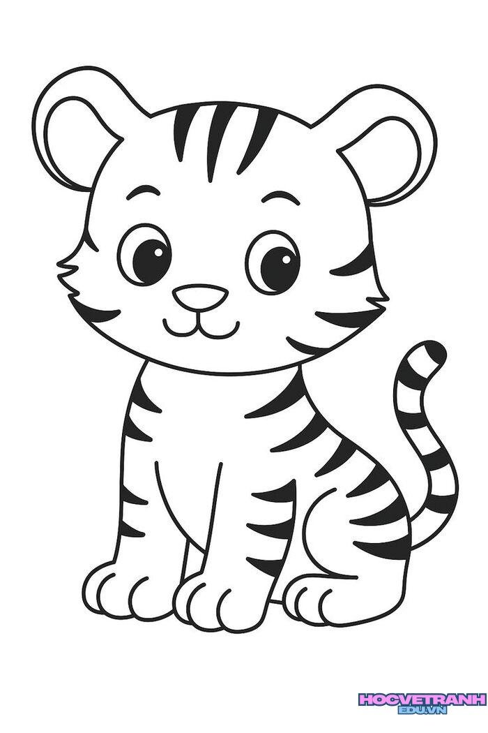 ảnh tranh tô màu con hổ cute