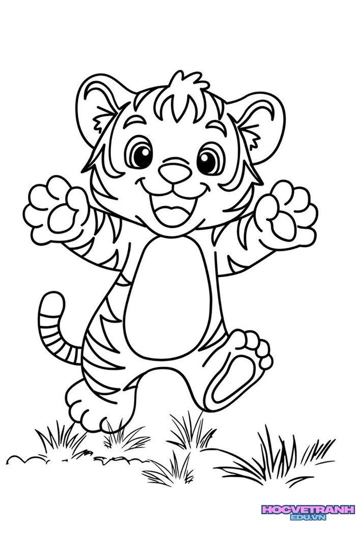 ảnh tranh tô màu con hổ đáng yêu