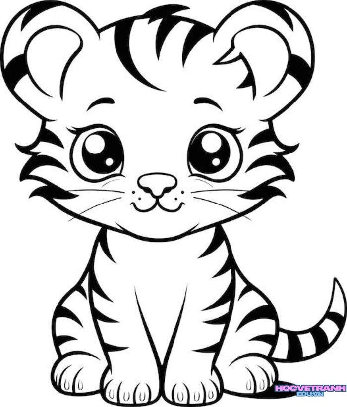 ảnh tranh tô màu con hổ dễ thương