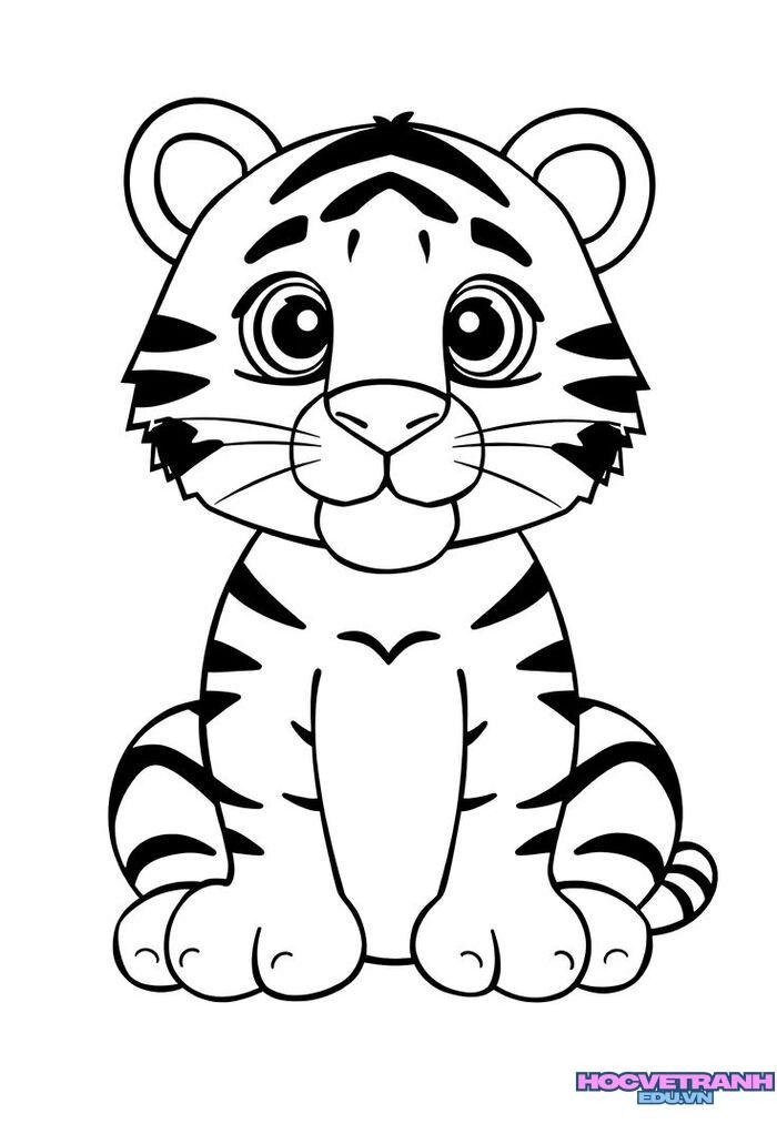 ảnh tranh tô màu con hổ siêu dễ thương