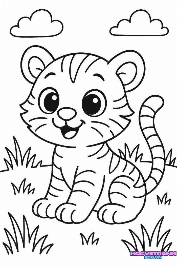 ảnh tranh tô màu con hổ xinh