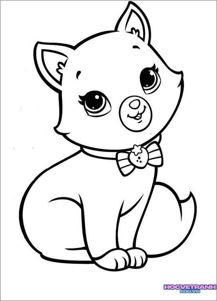 ảnh tranh tô màu con mèo cực đáng yêu đẹp