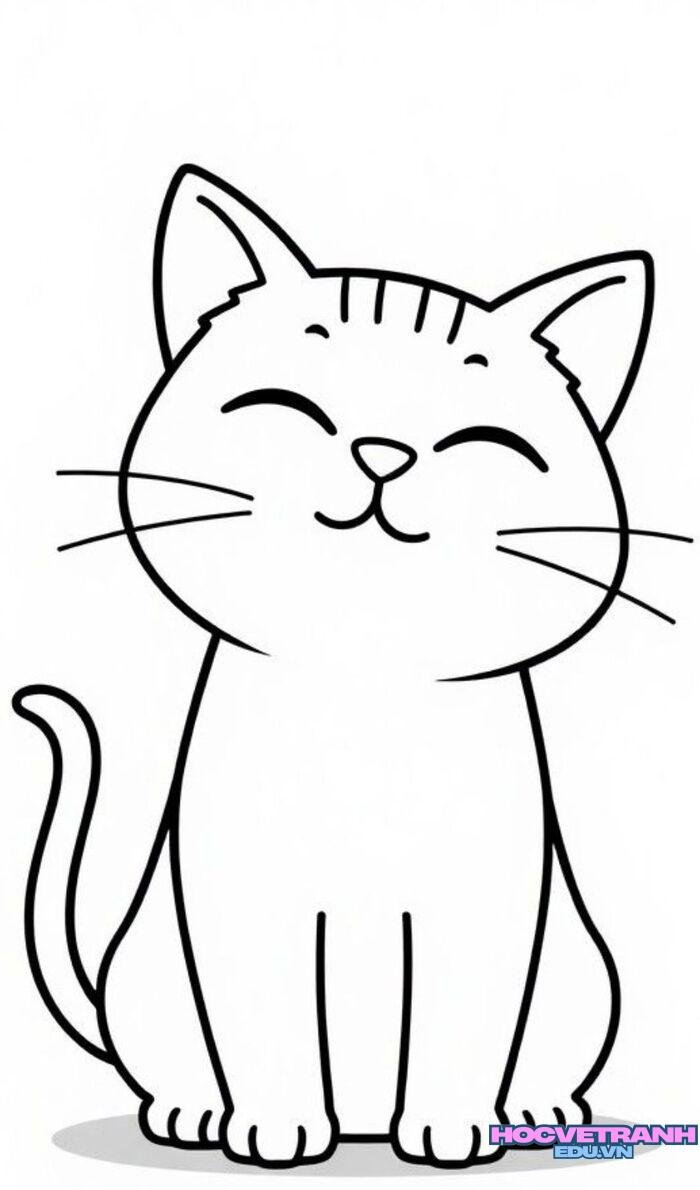 ảnh tranh tô màu con mèo cực đáng yêu