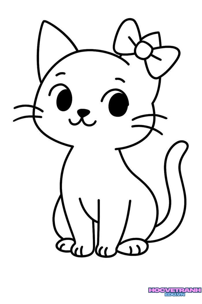 ảnh tranh tô màu con mèo cute xinh