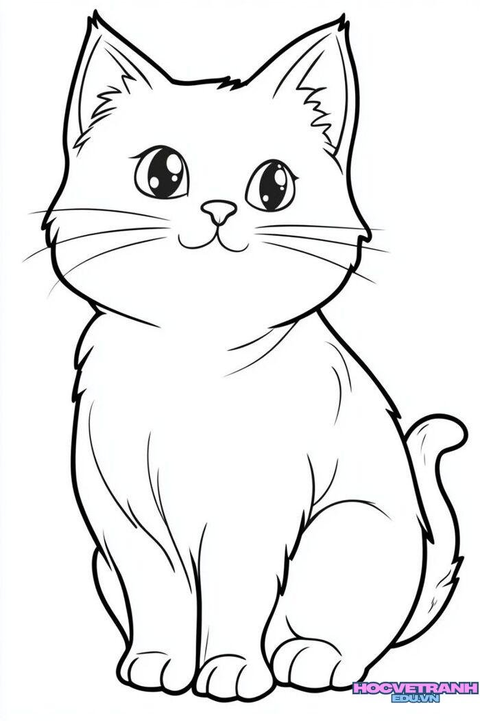 ảnh tranh tô màu con mèo đẹp cute