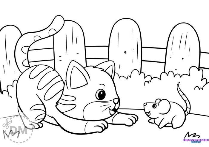 ảnh tranh tô màu con mèo siêu đáng yêu