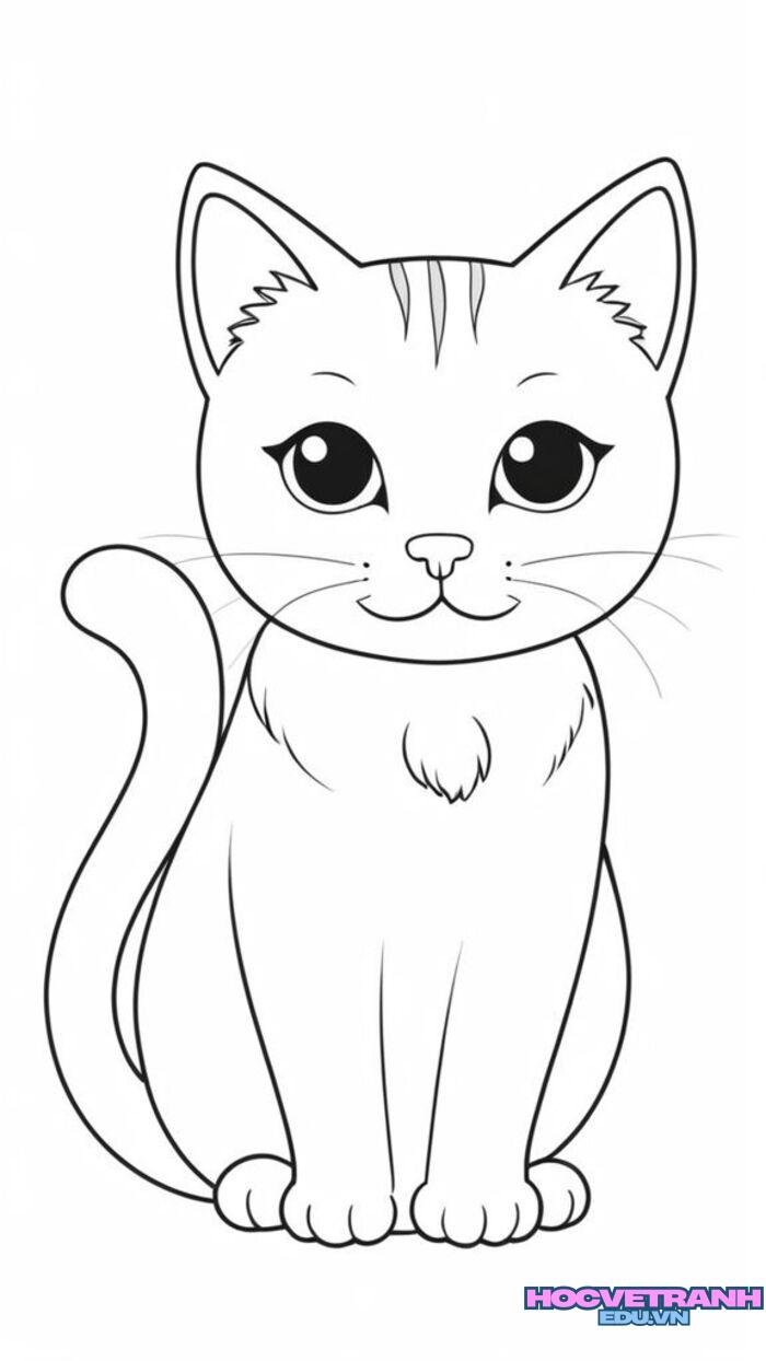 ảnh tranh tô màu con mèo xinh cute