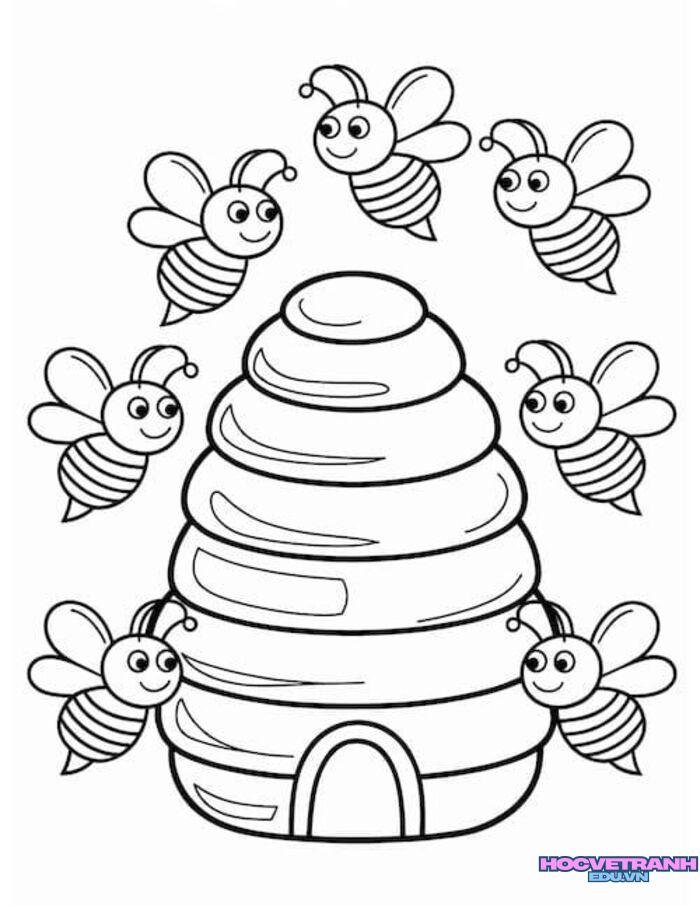 ảnh tranh tô màu con ong đẹp cute