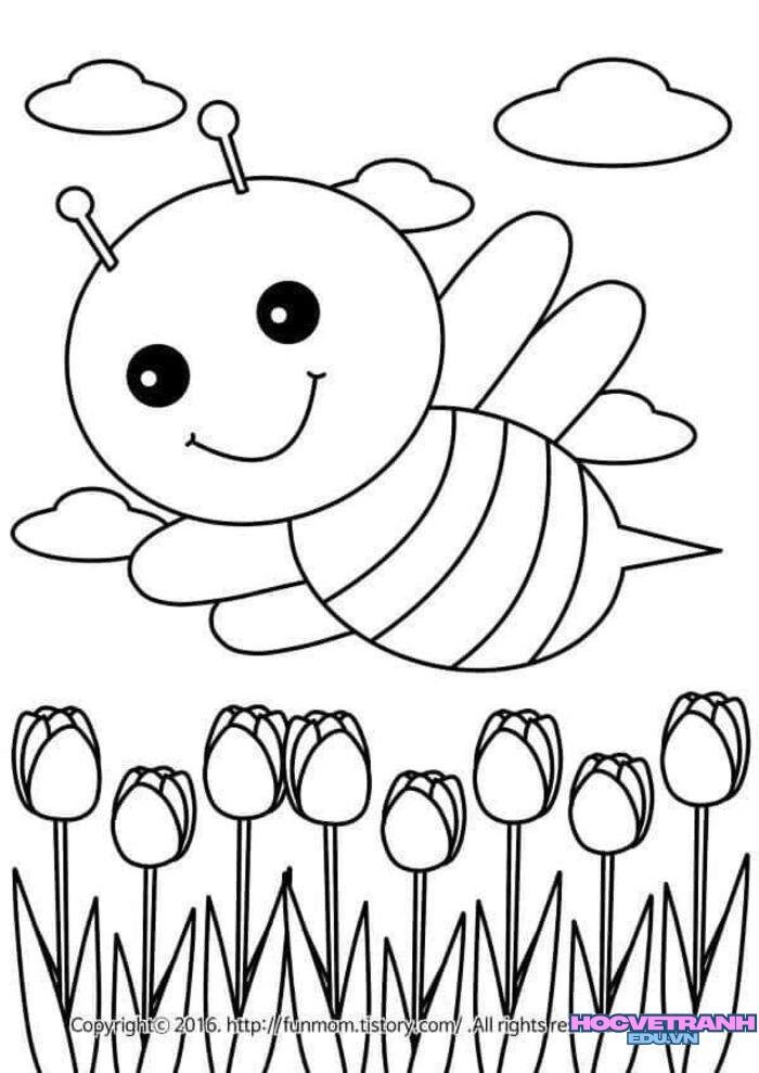 ảnh tranh tô màu con ong siêu cute