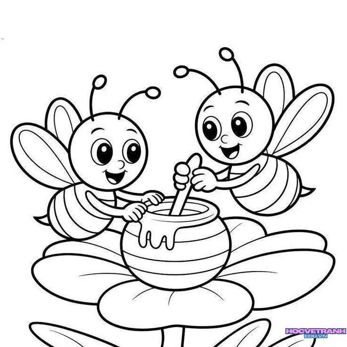 ảnh tranh tô màu con ong xinh
