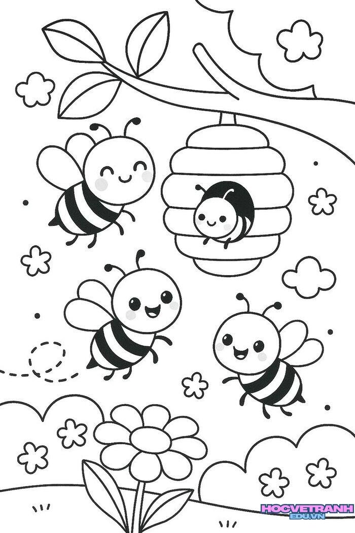 ảnh tranh tô màu con ong
