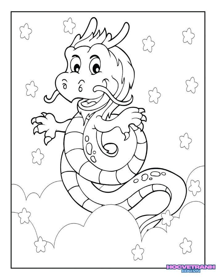 ảnh tranh tô màu con rồng cực đáng yêu