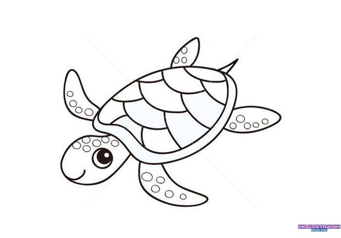 ảnh tranh tô màu con rùa cute xỉu