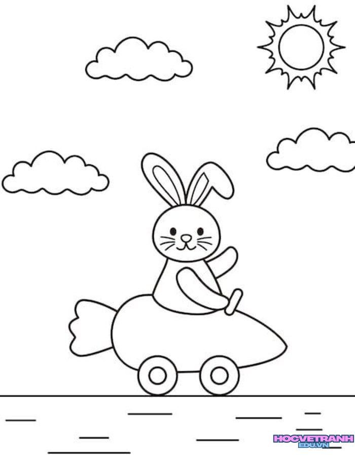 ảnh tranh tô màu con thỏ siêu cute