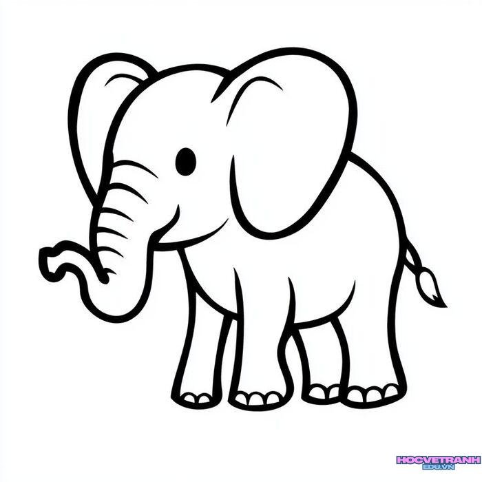 ảnh tranh tô màu con voi cực cute