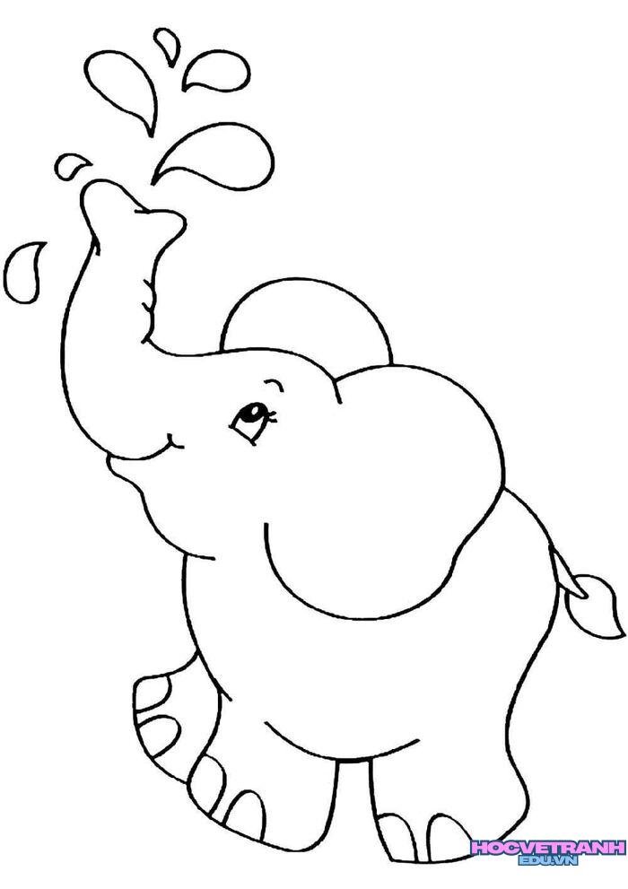 ảnh tranh tô màu con voi siêu cute