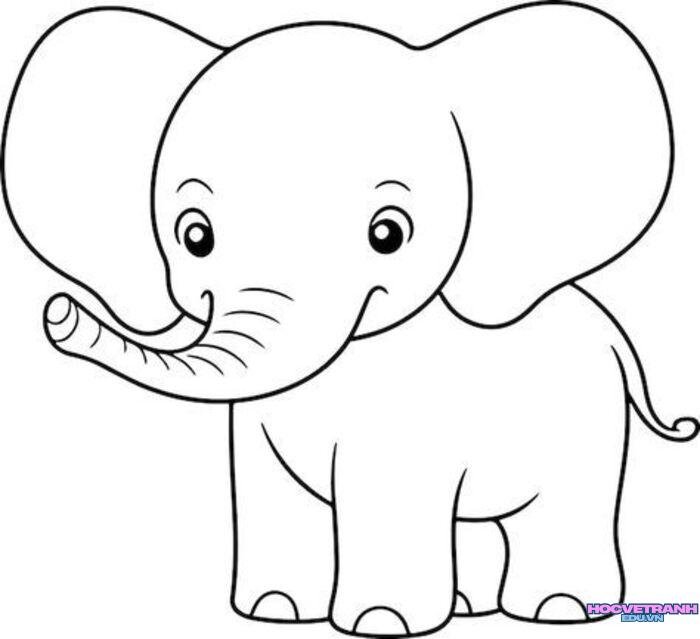 ảnh tranh tô màu con voi siêu đáng yêu