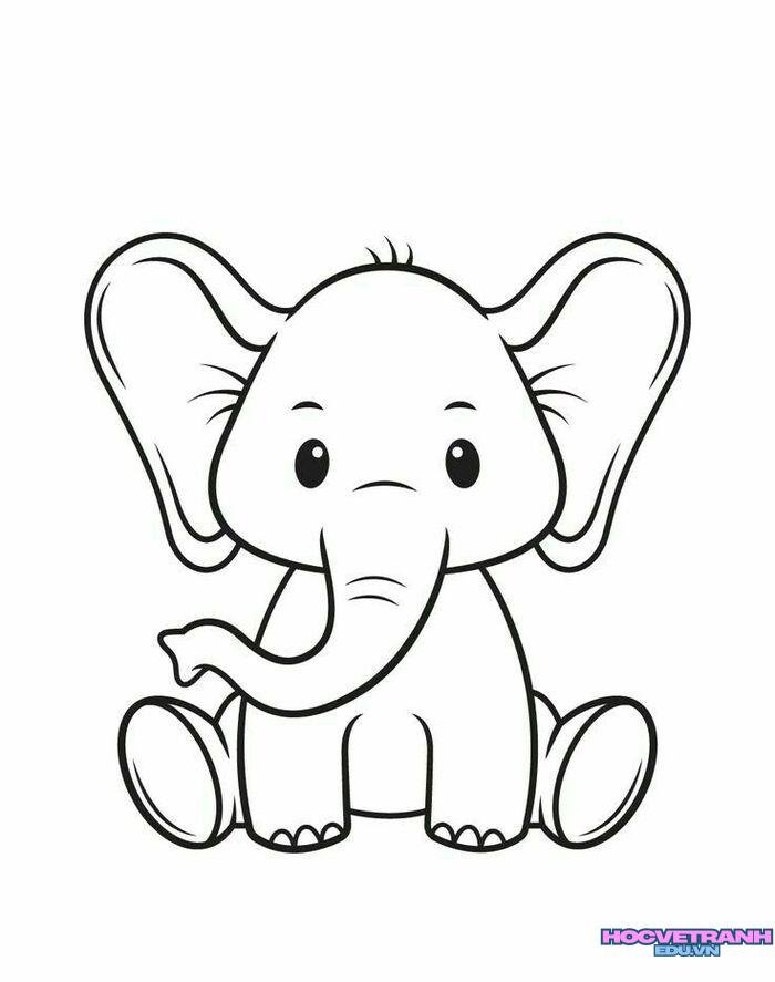 ảnh tranh tô màu con voi siêu xinh