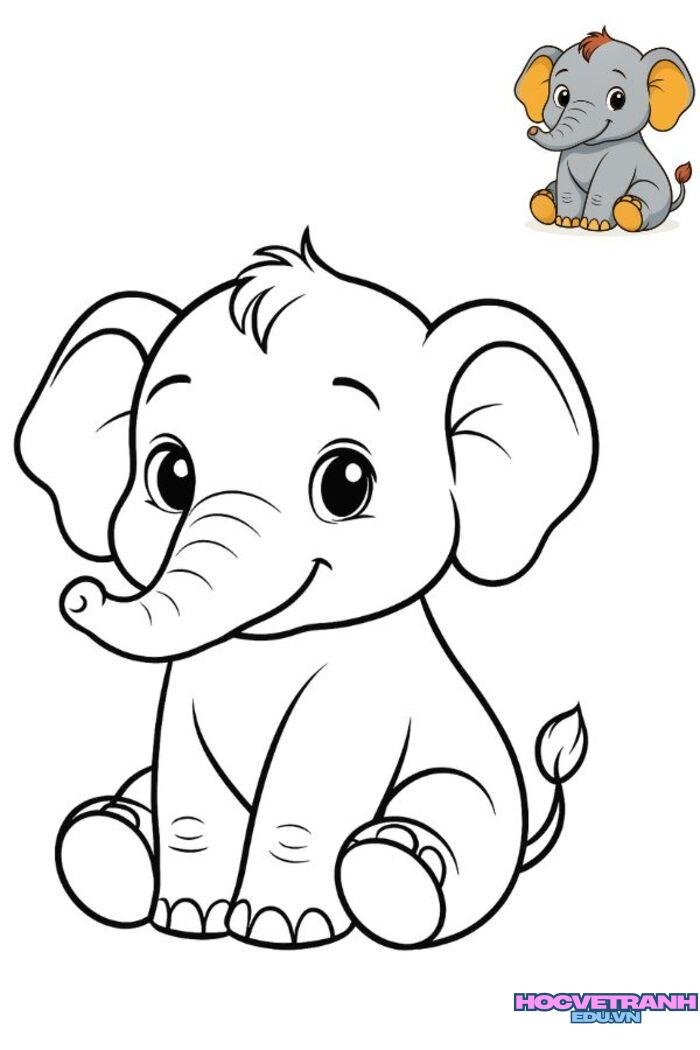 ảnh tranh tô màu con voi