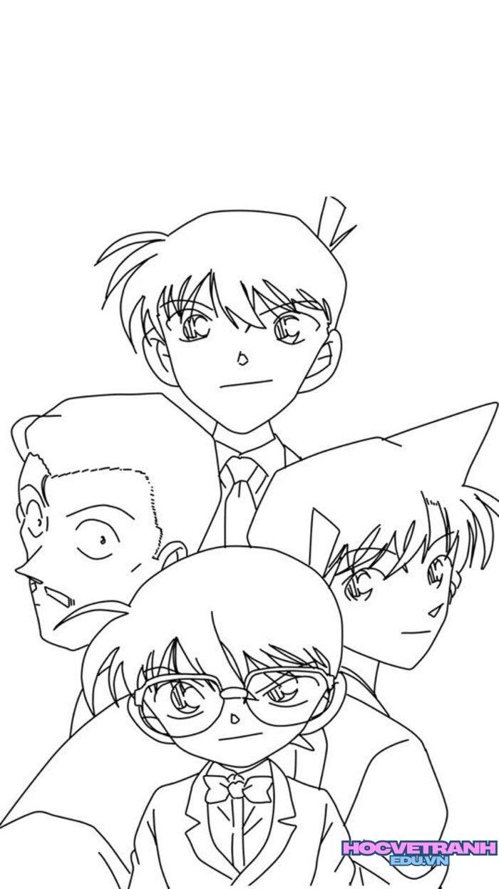 ảnh tranh tô màu conan đáng yêu