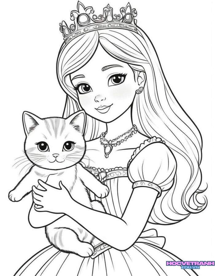 ảnh tranh tô màu công chúa cực đáng yêu