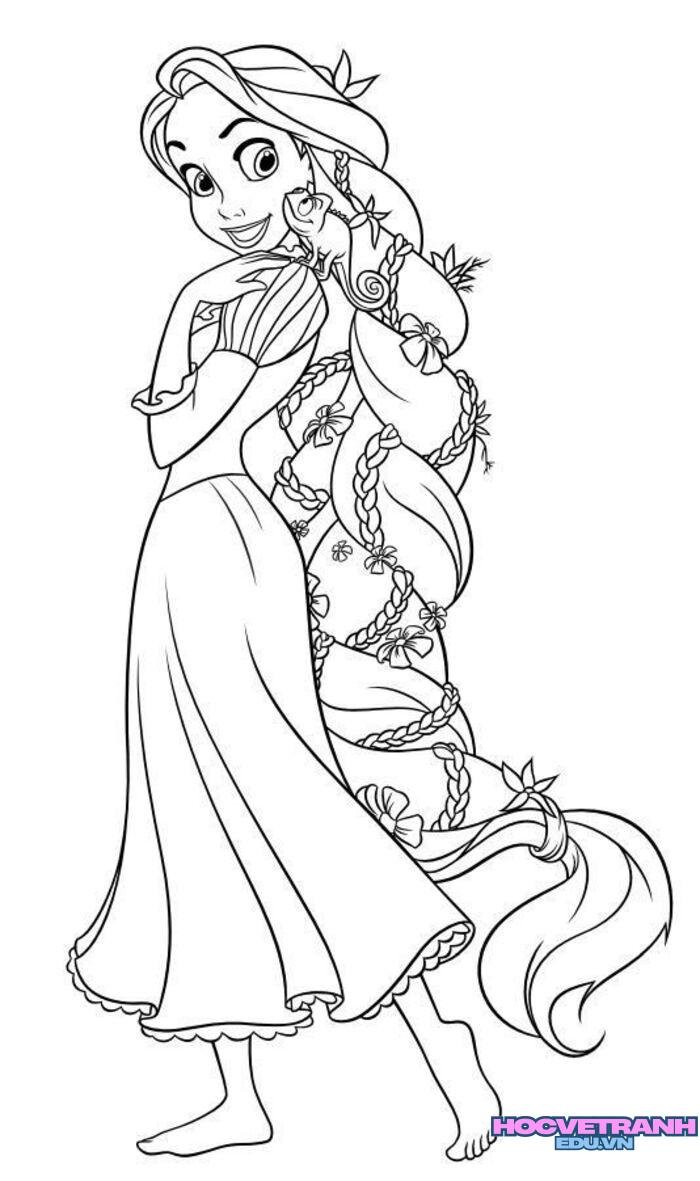 ảnh tranh tô màu công chúa tóc mây