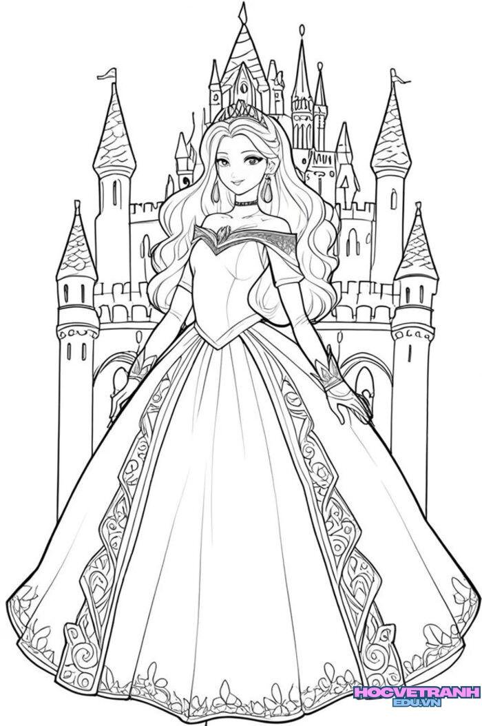 ảnh tranh tô màu công chúa xinh