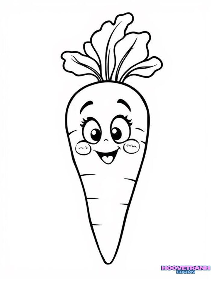 ảnh tranh tô màu củ cà rốt cực cute