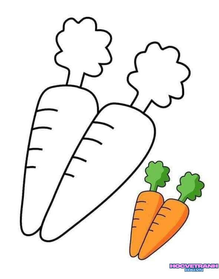 ảnh tranh tô màu củ cà rốt xinh