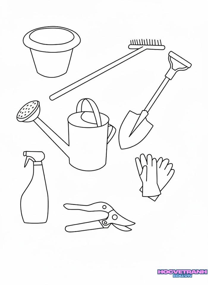 ảnh tranh tô màu dụng cụ nghề nông siêu ngầu