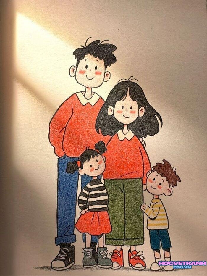 ảnh vẽ tranh gia đình cute