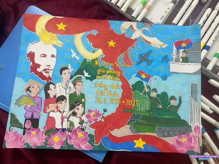 ảnh vẽ tranh giải phóng miền nam cực chất