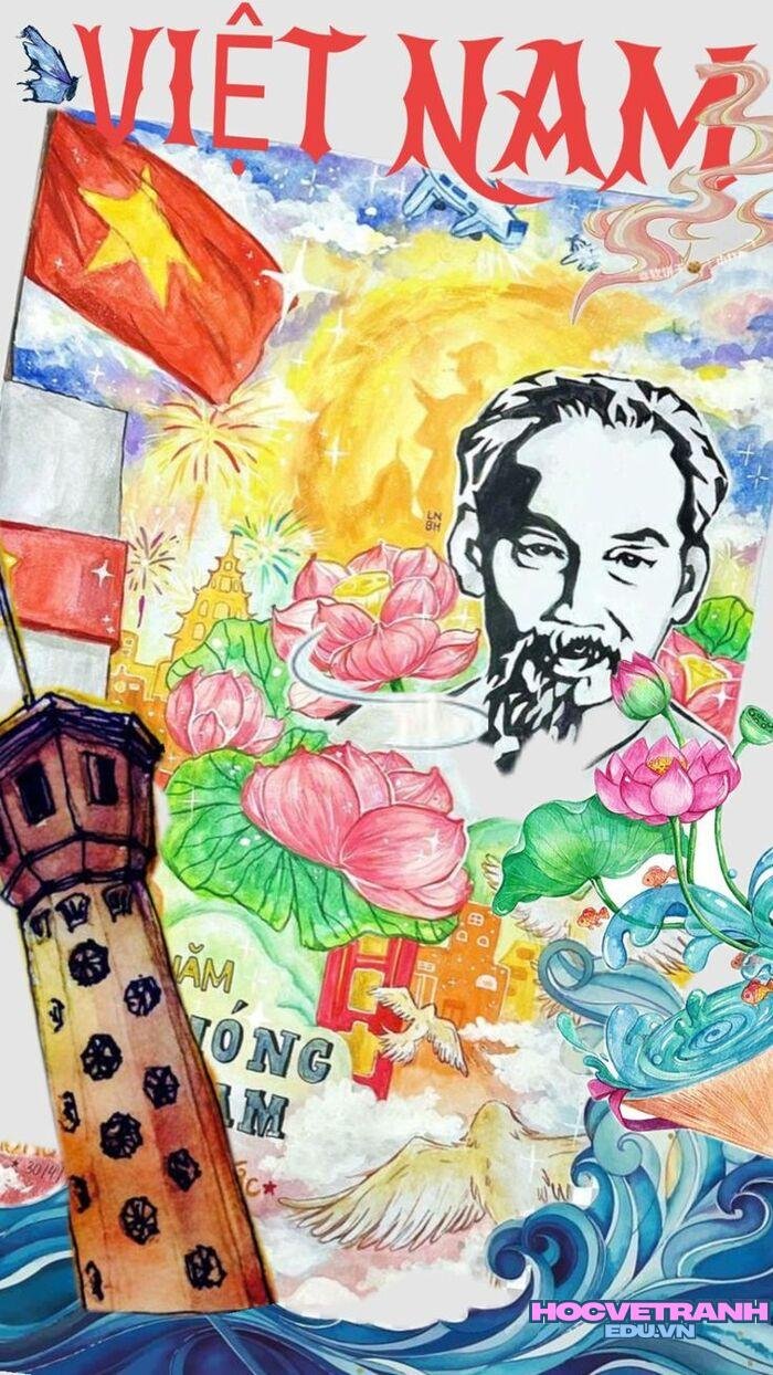 ảnh vẽ tranh giải phóng miền nam cực xinh