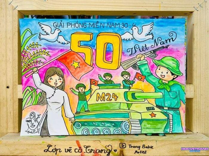 ảnh vẽ tranh giải phóng miền nam siêu chất