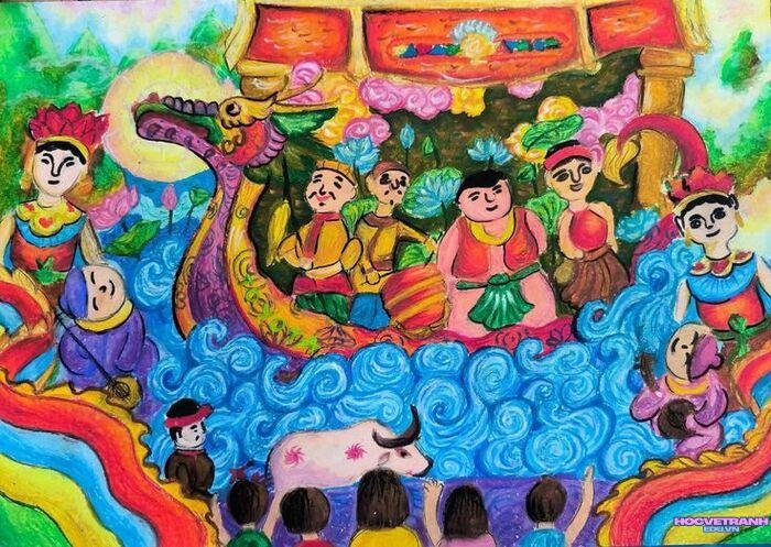 ảnh vẽ tranh giỗ tổ hùng vương xinh