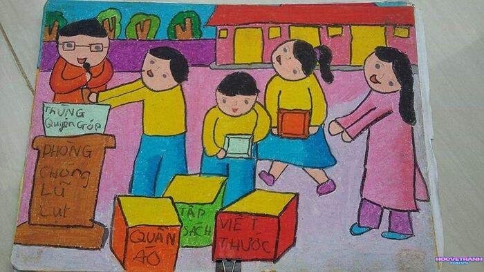 ảnh vẽ tranh giúp đỡ người nghèo siêu xinh