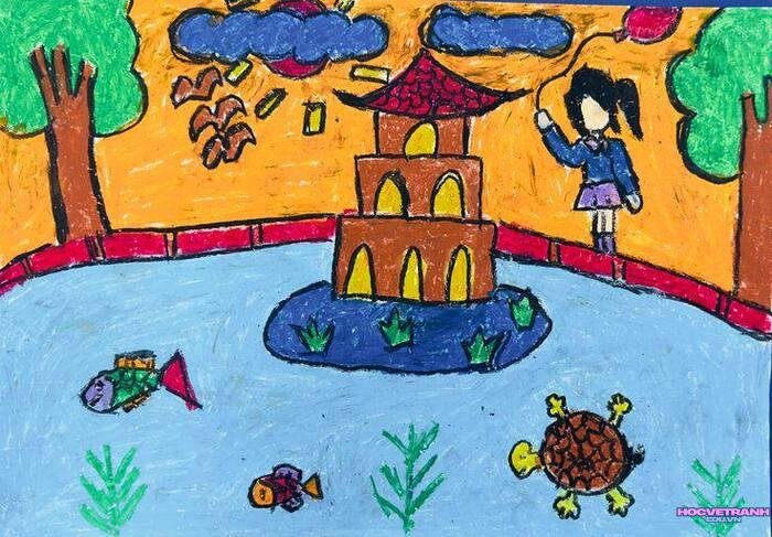 ảnh vẽ tranh hồ gươm siêu đẹp