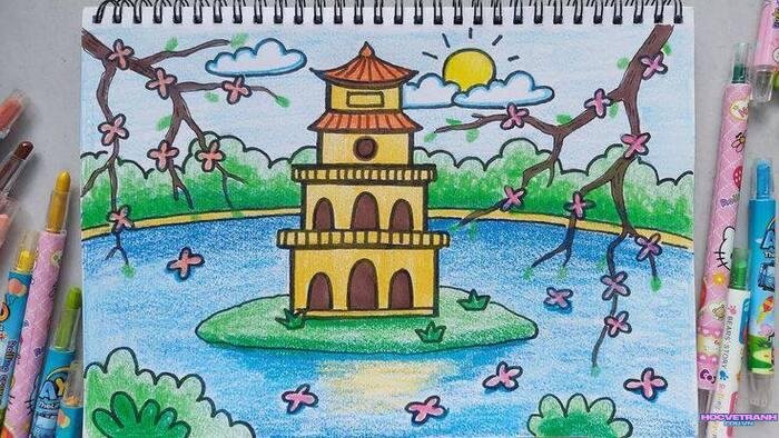 ảnh vẽ tranh hồ gươm siêu ý nghĩa