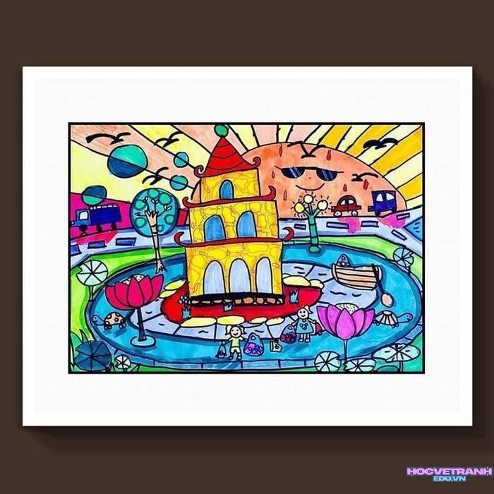 ảnh vẽ tranh hồ gươm xinh nhất