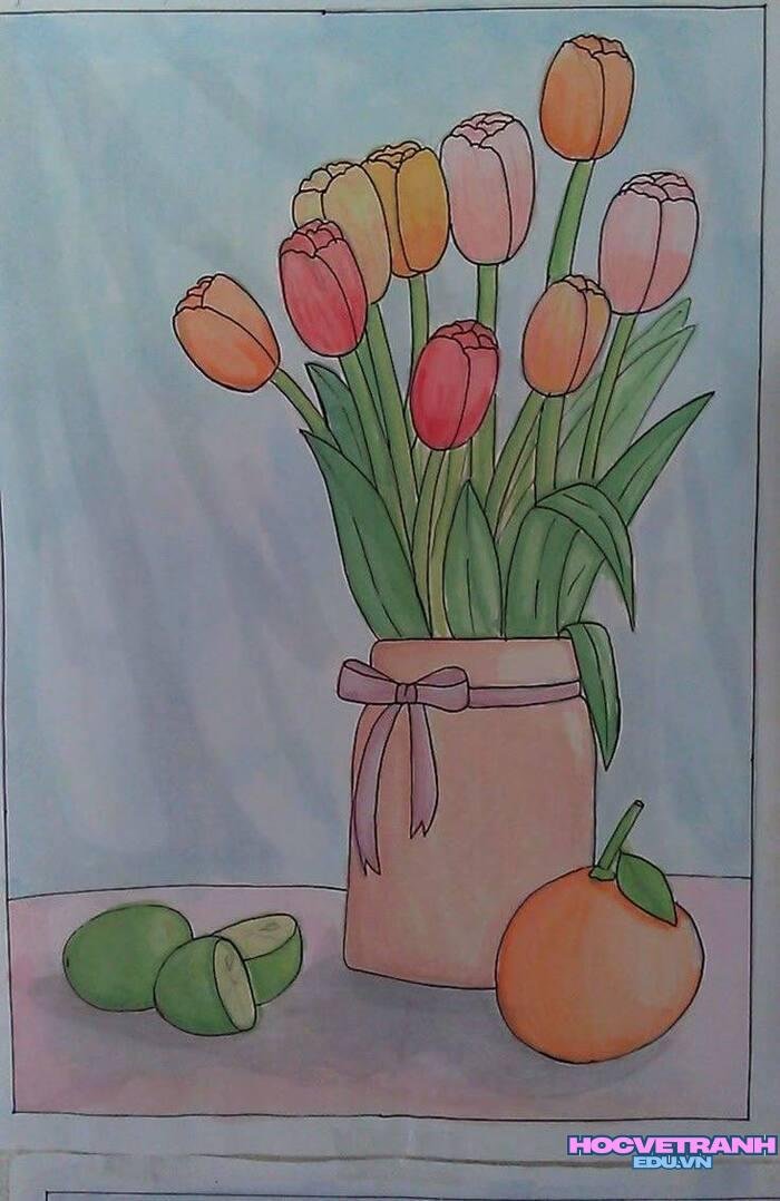 ảnh vẽ tranh hoa cute