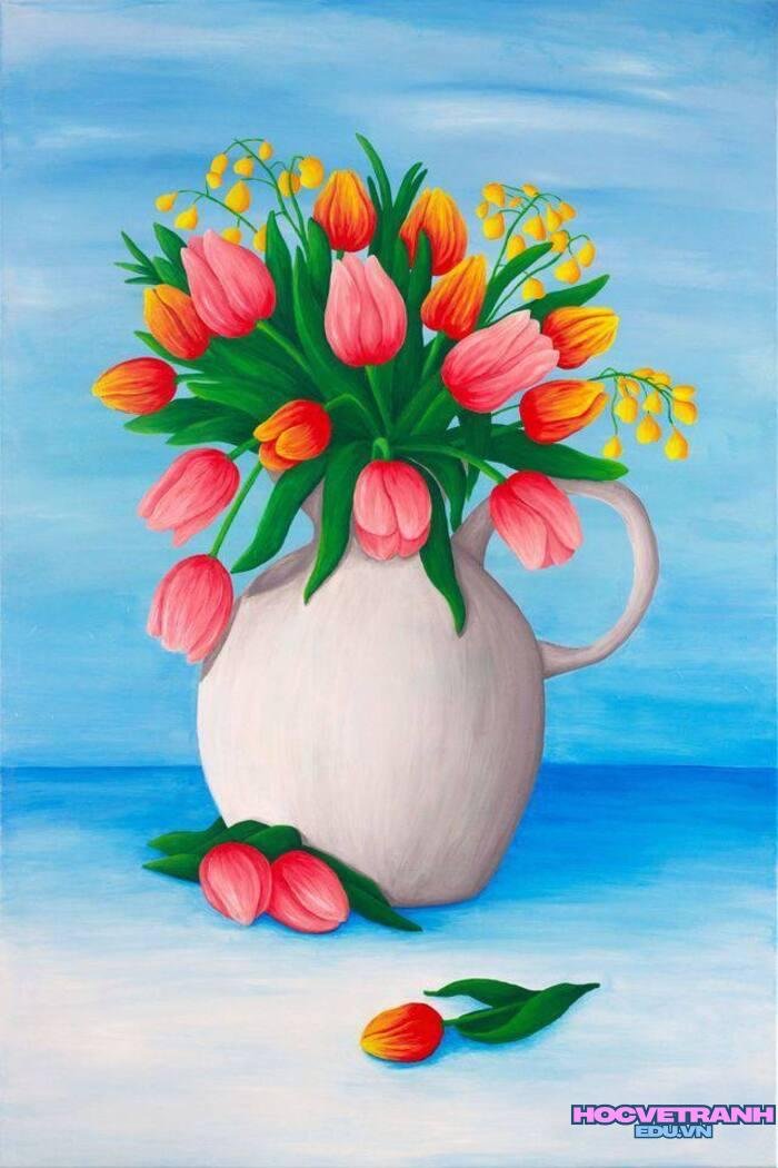 ảnh vẽ tranh hoa đáng yêu