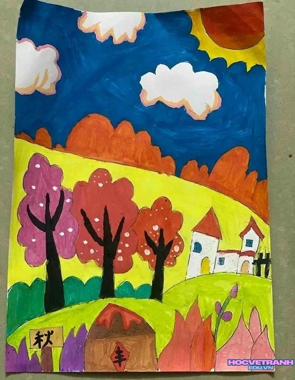 anh vẽ tranh mùa thu đơn giản