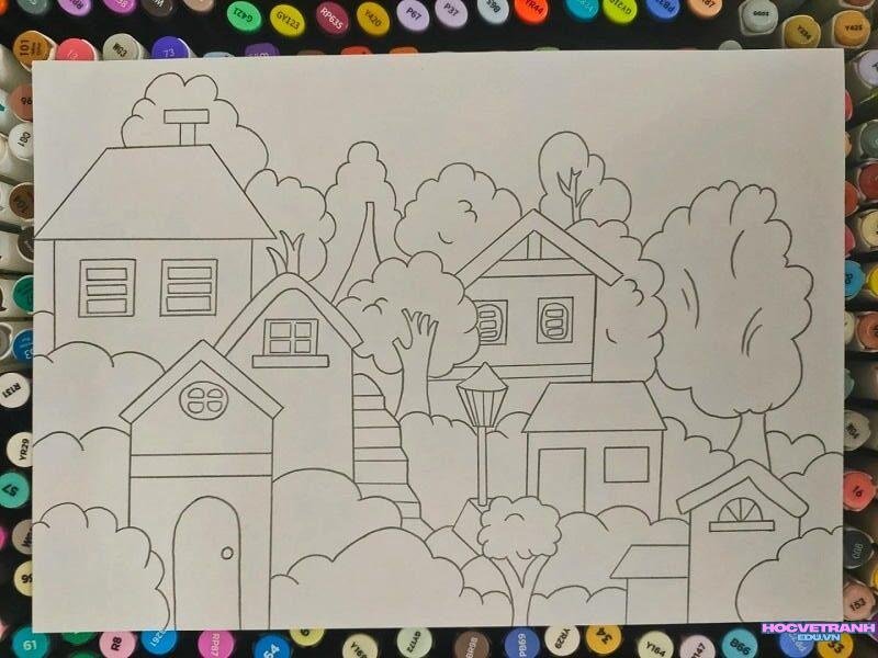 cách vẽ ngôi nhà trong tranh