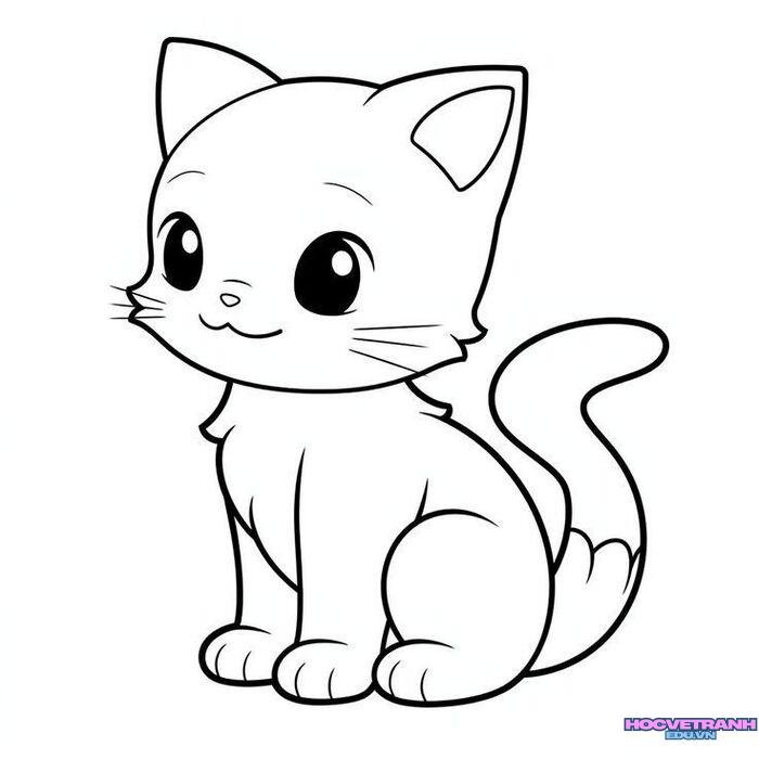 hình ảnh tranh tô màu con mèo cực xinh