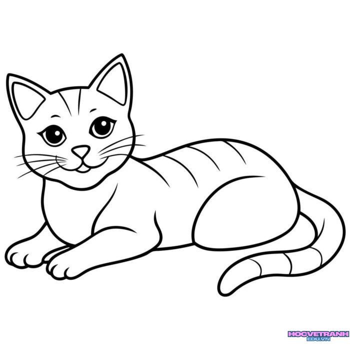 hình ảnh tranh tô màu con mèo siêu xinh